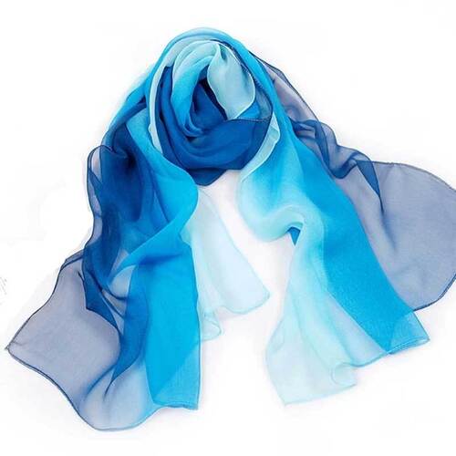 Silk scarf women's summer sun protection air-conditioning shawl beach towel dual-purpose versatile gradient Korean long gauze scarf chiffon scarf