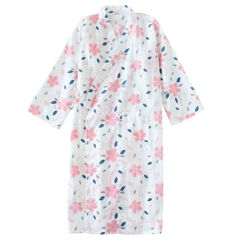 Spring summer thin gauze bathrobe, pijama, autumn