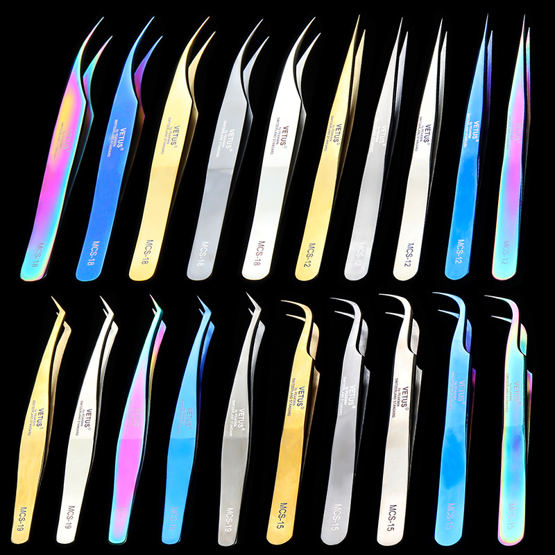 Wholesale genuine goods VETUS-MCS Series Grafting Eyelash Tweezers Stainless Steel Tweezers Planting False Eyelash Blossoming Tweezers