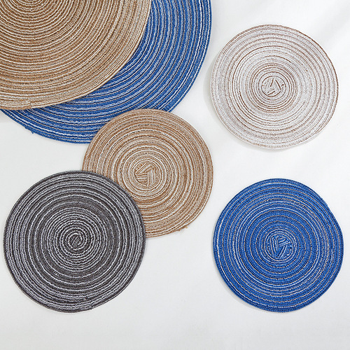 A2666 round cotton yarn placemat insulated western food mat woven table mat household supplies bowl mat