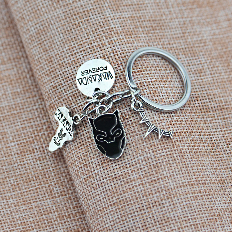 Black Panther necklac combination tag alloy keychain foreign trade…