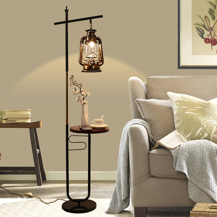 Retro nostalgic living room floor lamp ins style Nordic style bedroom creative industrial style lamps simple balcony Lantern