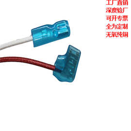 直销高温端子线0.75平方纯铜耐火玻纤编织线配250直型旗形110端子