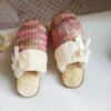 Winter cute slippers with bow, non-slip keep warm footwear indoor