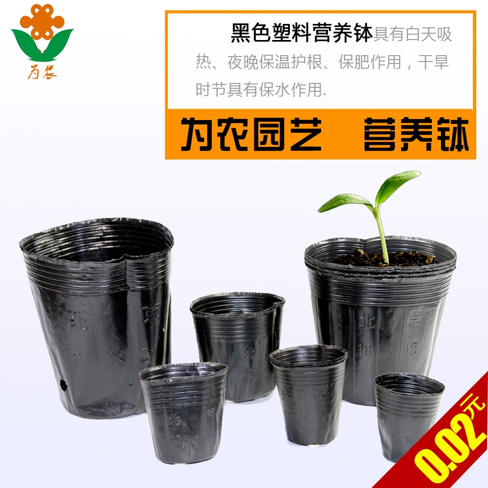 Disposable Black Plastic Nursery Pot — Thickened Walls, Multiple Sizes (6.5–30 cm)