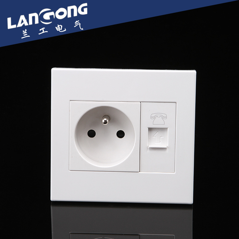 86型卡入式功能键插座 一位法式+一位电话插座 墙壁插座开关面板