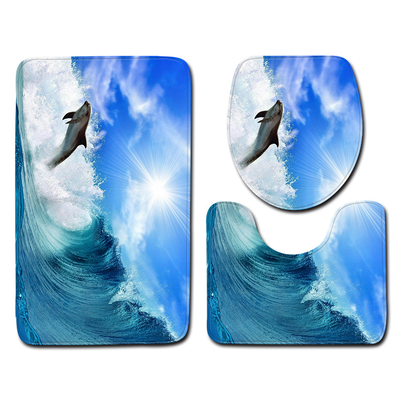 Delfín océano 3D estilo baño alfombra de piso traje antideslizante alfombra de piso transfronterizo Venta caliente suministro entrega patrón