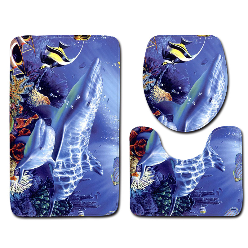 Delfín océano 3D estilo baño alfombra de piso traje antideslizante alfombra de piso transfronterizo Venta caliente suministro entrega patrón