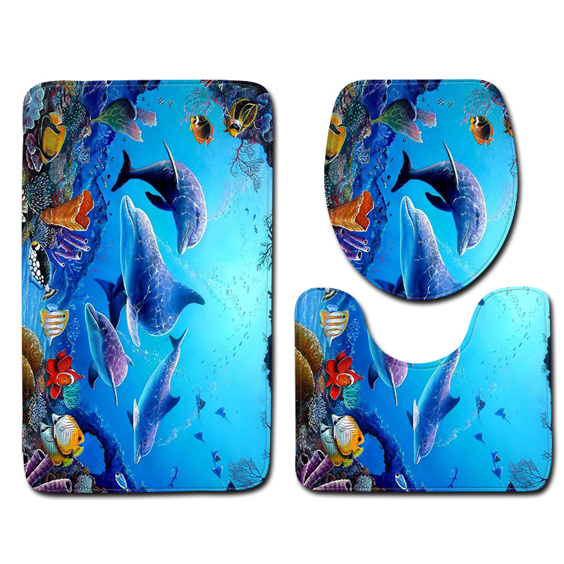 Delfín océano 3D estilo baño alfombra de piso traje antideslizante alfombra de piso transfronterizo Venta caliente suministro entrega patrón