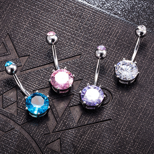 Multicolor zircon medical steel belly button ring, belly button button, piercing fashion navel jewelry factory direct sale