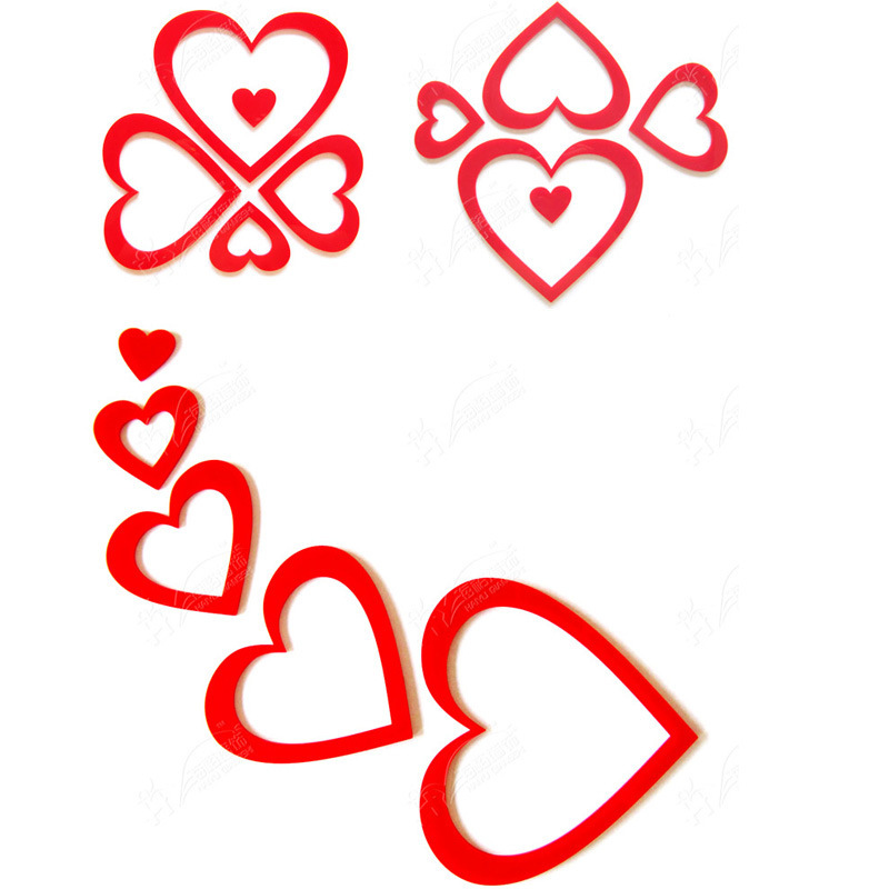 Wall stickers sofa background wall heart-shaped room decoration stickers 3d crystal acrylic bedroom romantic heart-shaped stickers