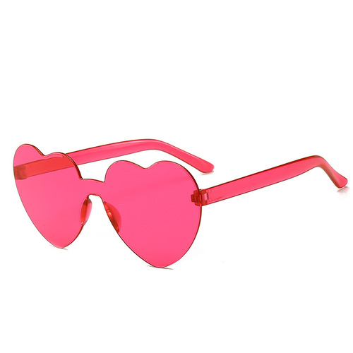 Cross-border Europe and America heart-shaped one-piece sunglasses transparent jelly color love heart sunglasses men and women peach heart sunglasses 