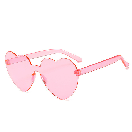 Cross-border Europe and America heart-shaped one-piece sunglasses transparent jelly color love heart sunglasses men and women peach heart sunglasses 