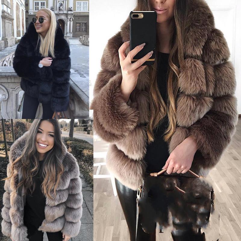 Aliexpress Amazon Women's Autumn and Winter Thickened Warm Fur Coat Long Sleeve Hooded Imitation Rabbit Fur Imitation Leather Coat