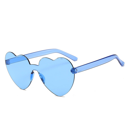 Cross-border Europe and America heart-shaped one-piece sunglasses transparent jelly color love heart sunglasses men and women peach heart sunglasses 