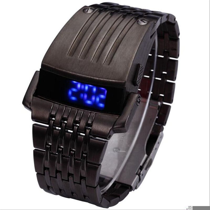 Tendencia de la moda correa de acero reloj LED nueva personalidad correa de acero reloj electrónico estudiante reloj juvenil SDS01