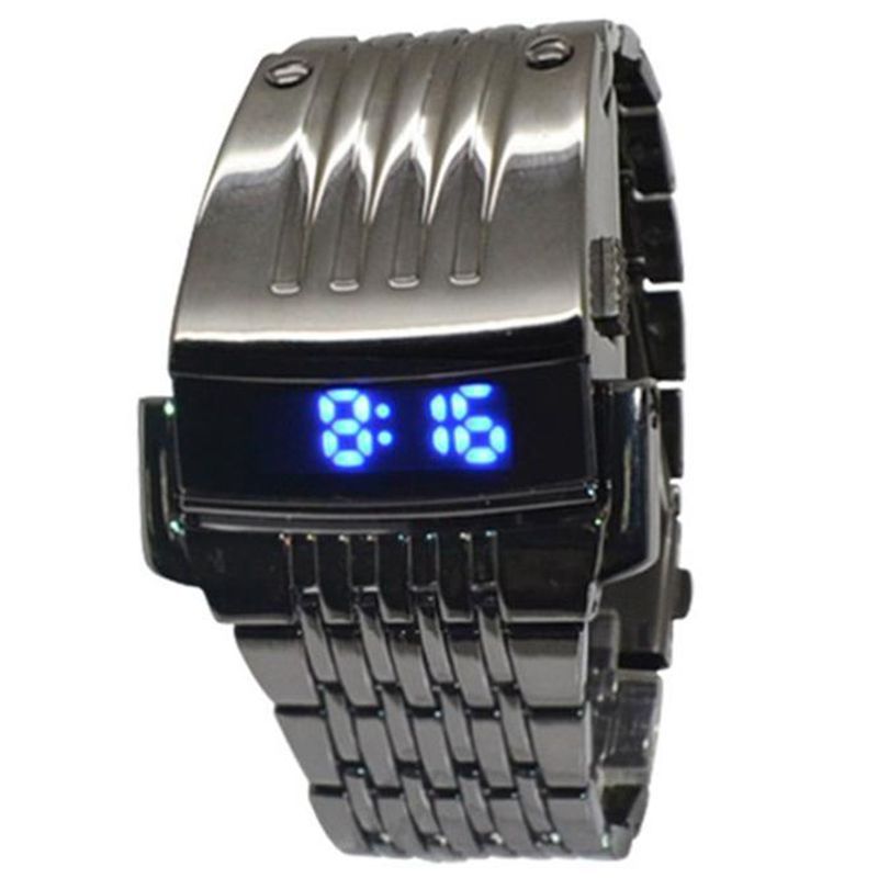 Tendencia de la moda correa de acero reloj LED nueva personalidad correa de acero reloj electrónico estudiante reloj juvenil SDS01