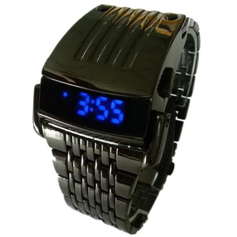 Tendencia de la moda correa de acero reloj LED nueva personalidad correa de acero reloj electrónico estudiante reloj juvenil SDS01