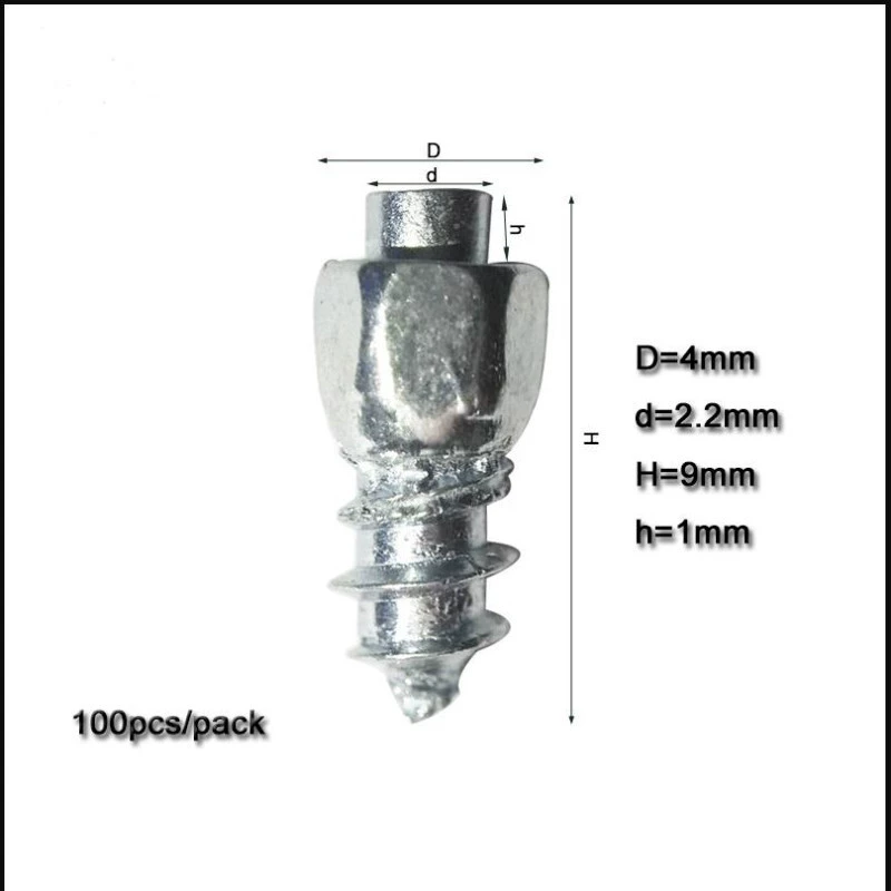 Велосипед зимний противоскользящий гвоздь износостойкая вольфрамовая сталь 100Pcs/4*9 мм противоскользящие велосипедные шины снежные шипы