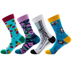 Cross-border socks Amazon eBay trendy men's socks knee-high socks personalized women's socks with flowers vegetables tights manufacturer