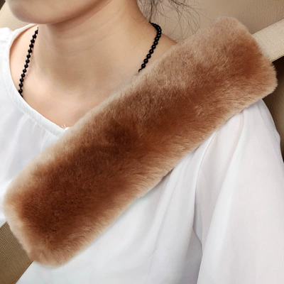 Seat belt shoulder pad: Pad Universal Thickeneded Seat Belt - camel-expanded-flat-dimensions-25cm-long-and-8cm-wide