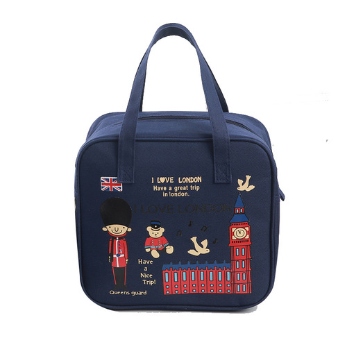 New fashionable women's handbag insulated bag Oxford cloth printed zipper lunch bag wholesale