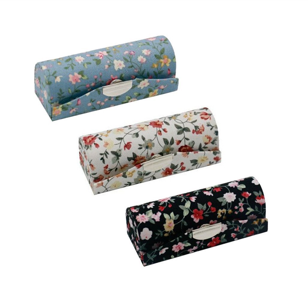 女生可爱印花口红保护盒 皮质口红唇膏收纳盒 口红盒单只装