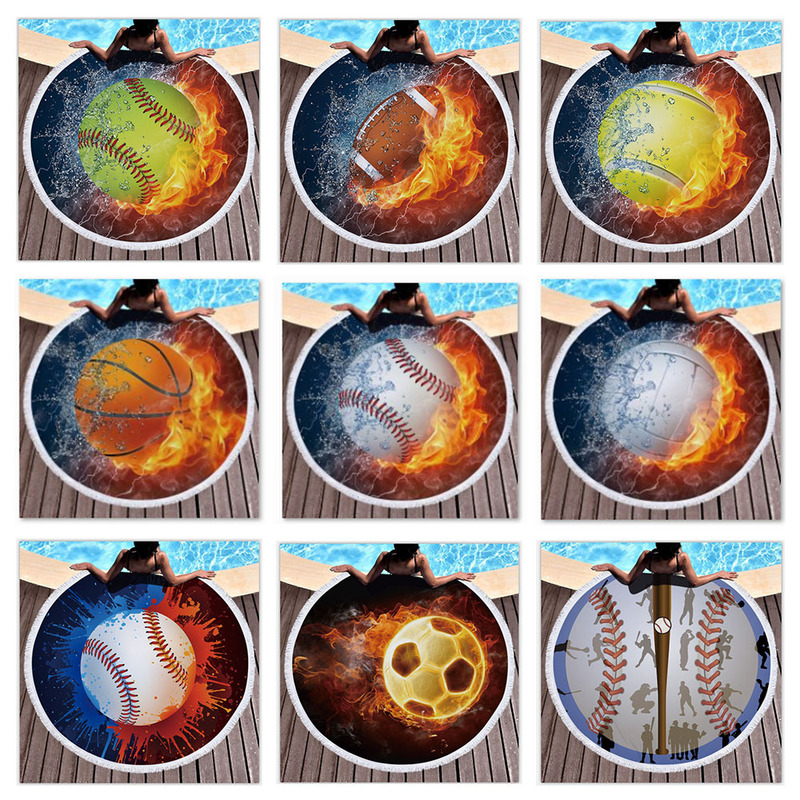 Factory Direct Supply Round Printed Beach Towel Shawl Beach Towel Sports Ball New Design Fashion Beach Towel