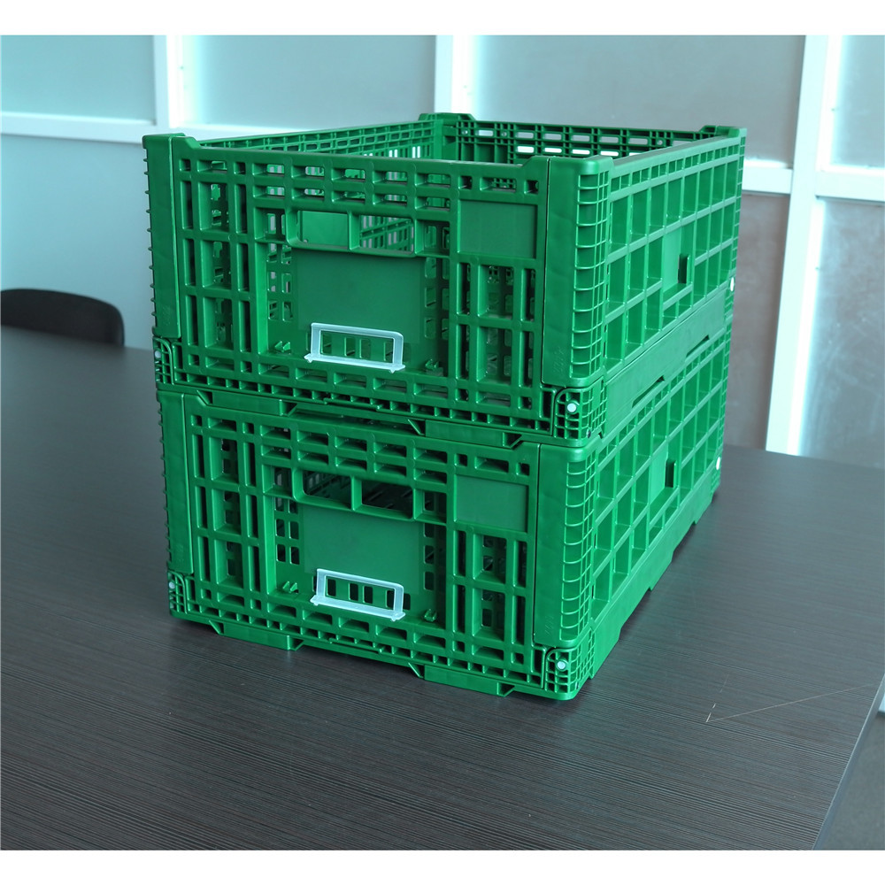 緑色600*400折叠周转筐 大型超市加厚水果冷链仓储运输地堆蔬菜筐