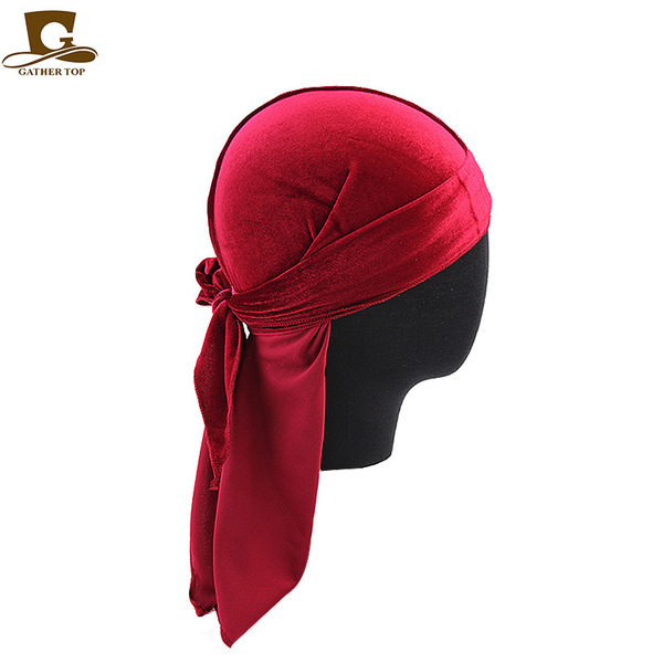 Amazon high -quality velvet long -tail pirate hat long ribbon head…