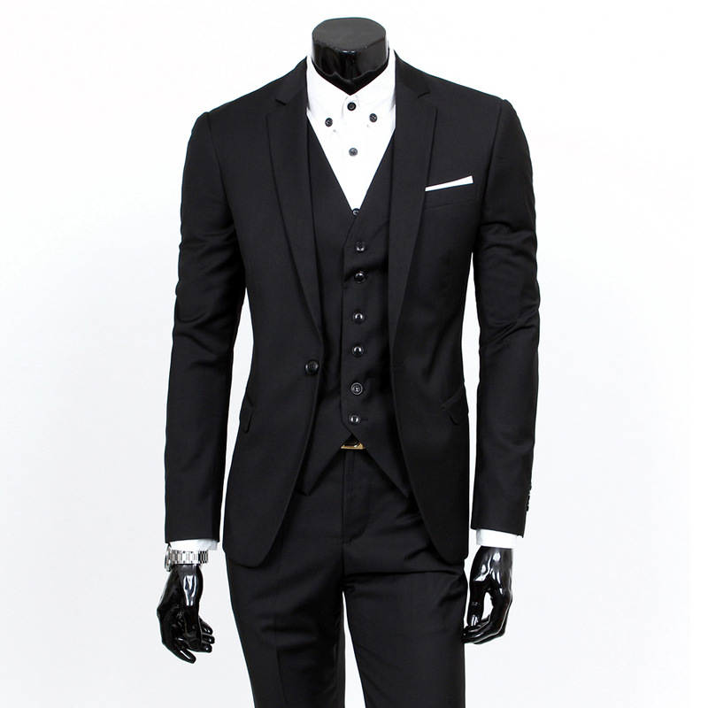 Suit Set Men's Three-Piece Business Formal Suit Professional Suit Slim-Fit Best Man Groom Wedding Dress 5001