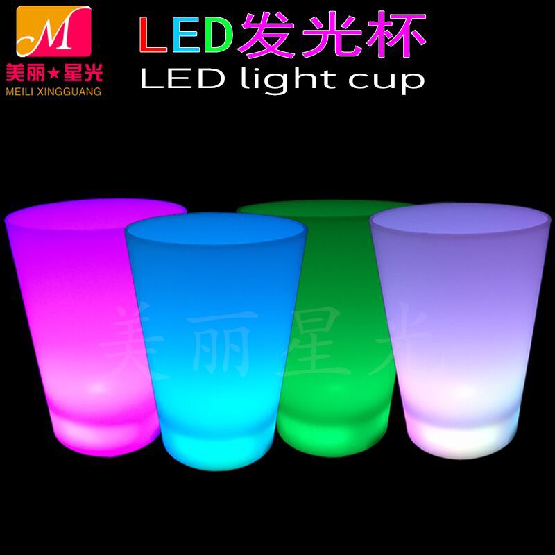 Taza luminosa led al por mayor de fábrica 340ml taza luminosa de plástico PS de grado alimenticio puede estar lleno de impresión en color patrón de logotipo