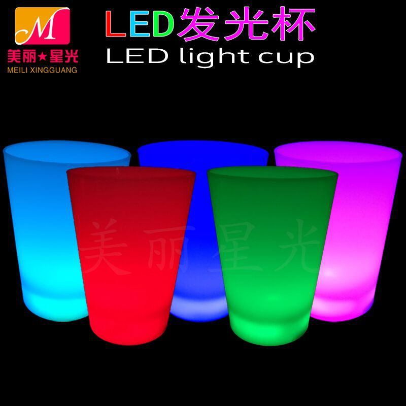 Taza luminosa led al por mayor de fábrica 340ml taza luminosa de plástico PS de grado alimenticio puede estar lleno de impresión en color patrón de logotipo