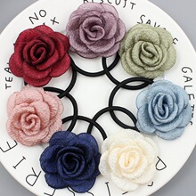 2元店礼品唯美清新婉约女孩头绳皮筋 韩国布艺花发绳山茶花发圈