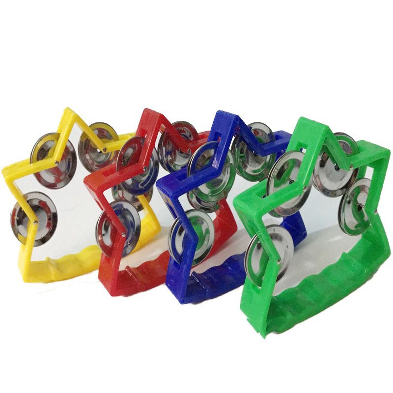 幼儿园舞蹈手摇铃打击乐器儿童小五星铃圈音乐 KTV专用手摇铃