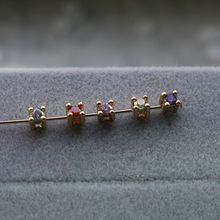 14k���������ɫ�Ƕ�ʯ��ɫS925צ荙M��2.8*3.4mm�ֹ�����diy