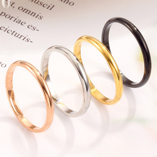 Модное глянцевое золотое кольцо из нержавеющей стали для влюбленных, европейский стиль, простой и элегантный дизайн, 18 карат, розовое золото