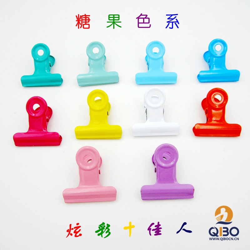 Directo de fábrica 3CM Candy Pink file titular de boleto de cabeza redonda snack sellado color papelería titular de boleto de metal