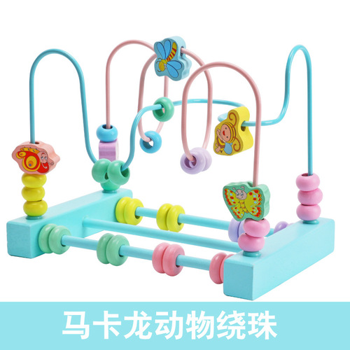 Wooden balls for children, wooden fruit, animals, beads, educational toys to develop intelligence, hand-eye coordination building blocks