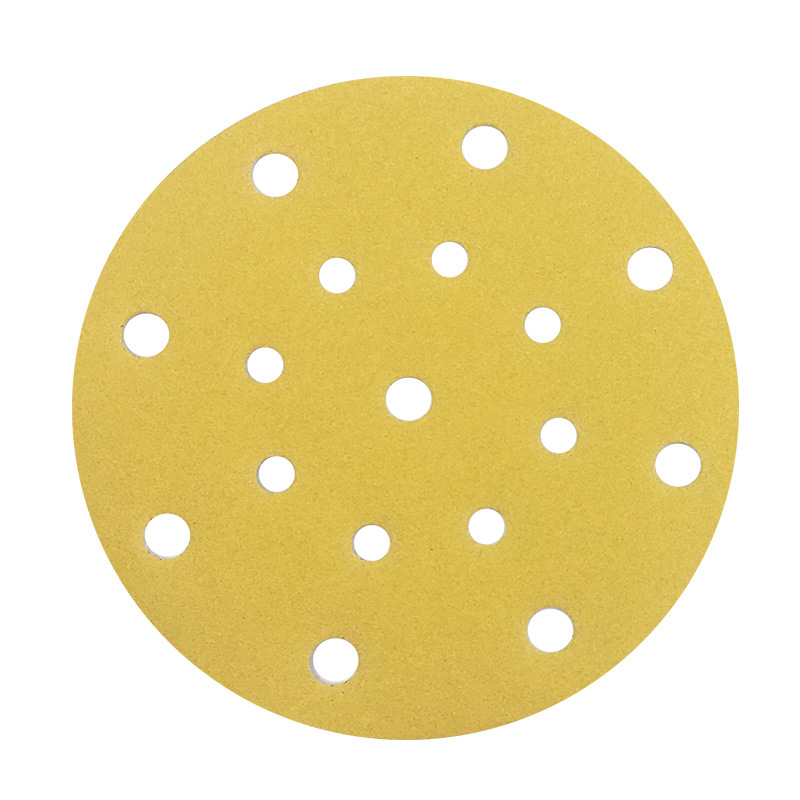 6寸17孔大美汽车干磨砂纸 植绒圆形盘砂 148mm黄砂 打磨沙纸