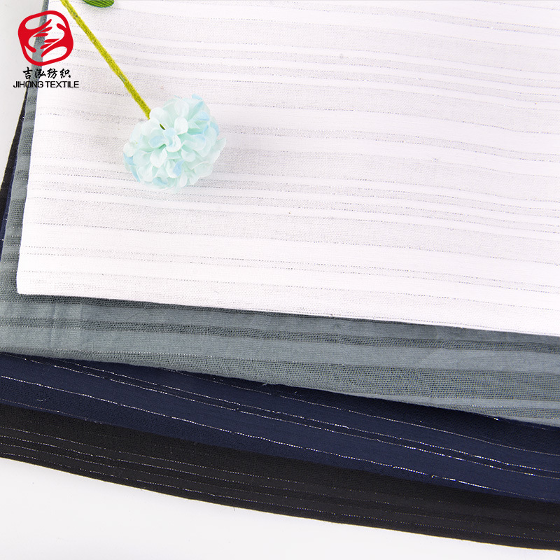 全棉梭织提花绉布 1032提花夹丝 薄面料 春夏新款女装面料 提花