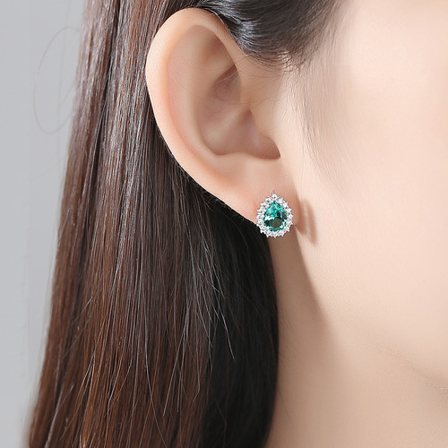 PAG&MAG European and American personalized earrings S925 silver earrings for women drop gemstone earrings fashionable and elegant jewelry
