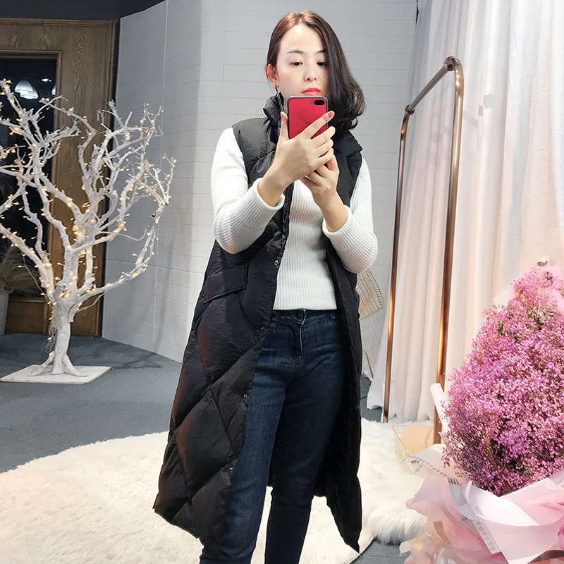 [Live Special Offer] Diamond-shaped Long Women's Vest 90 Velvet Mother's Lapel Down Jacket Vest Slim Jacket