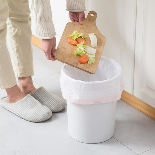 Three rolls of portable drawstring garbage bags, thickened household disposable automatic closing kitchen plastic bags, medium and large