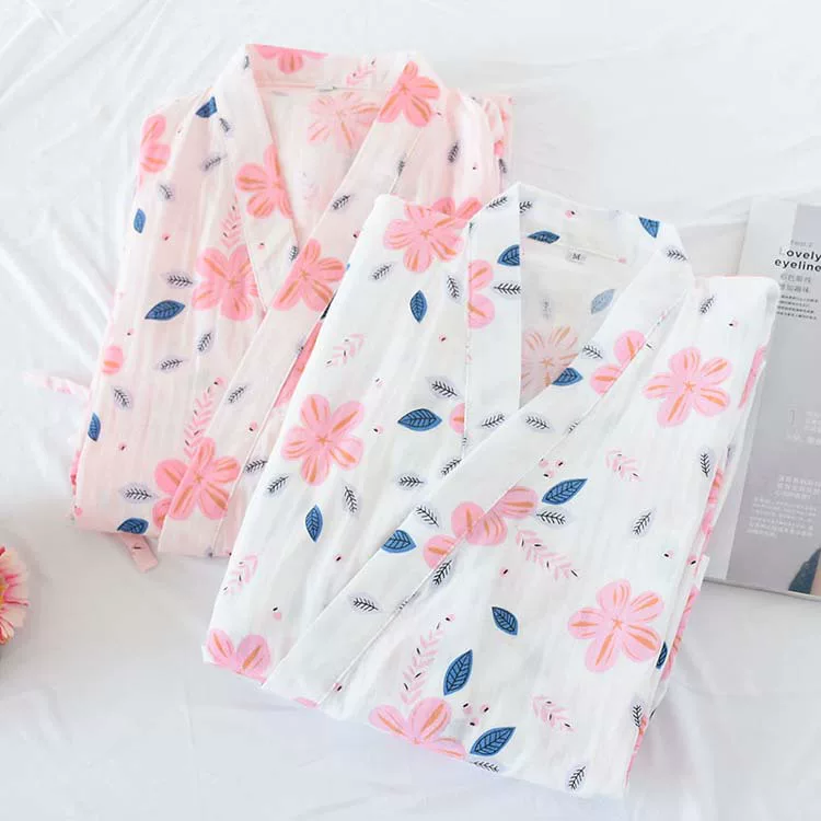 Spring summer thin gauze bathrobe, pijama, autumn