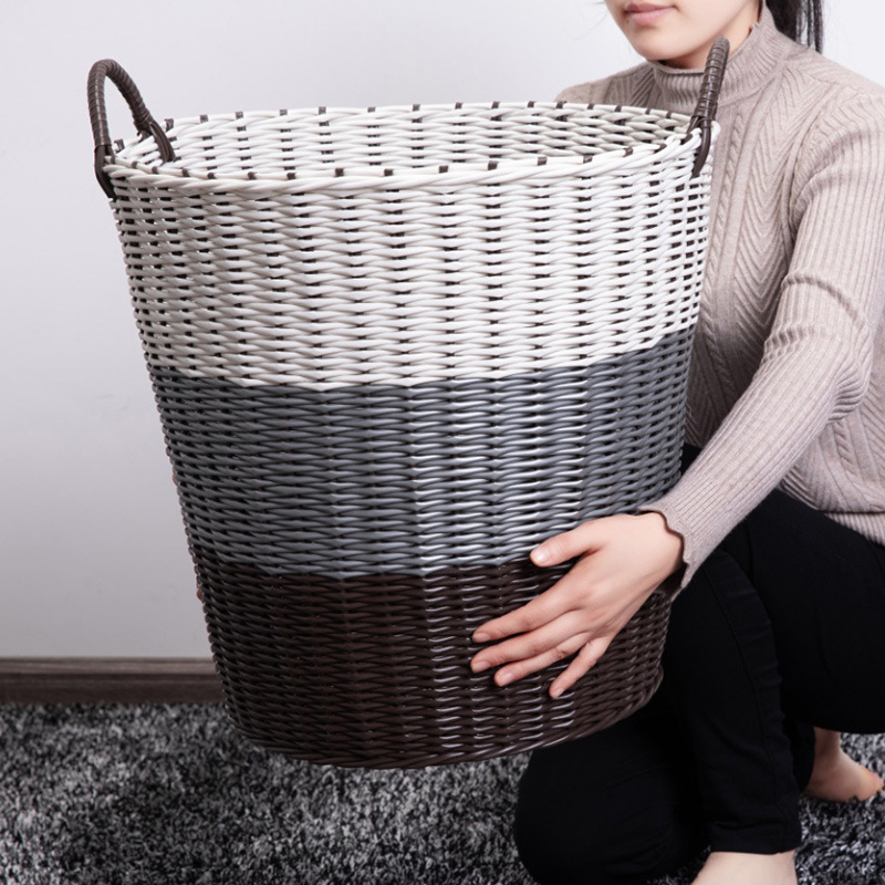 Plastic Rattan Woven Dirty Clothes Basket Dirty Clothes Storage Basket Clothes Household Laundry Basket Clothes Basket Toy Bucket Woven Frame Basket