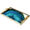 Nordic light luxury electroplated metal glass storage tray blue agate stone pattern pallet model coffee table collection