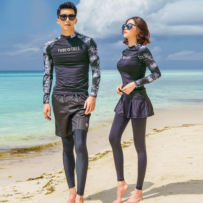 Korean-style Swimwear Couple's Diving Suit Women's Split Sun-proof Jellyfish Suit Quick-drying Men's Snorkeling Suit Long-sleeved Trousers Suit