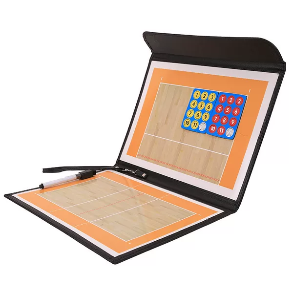 Volleyball leather folding tactical board magnetic with pen with wiping teaching board tri-fold women's volleyball tactical plate sand plate