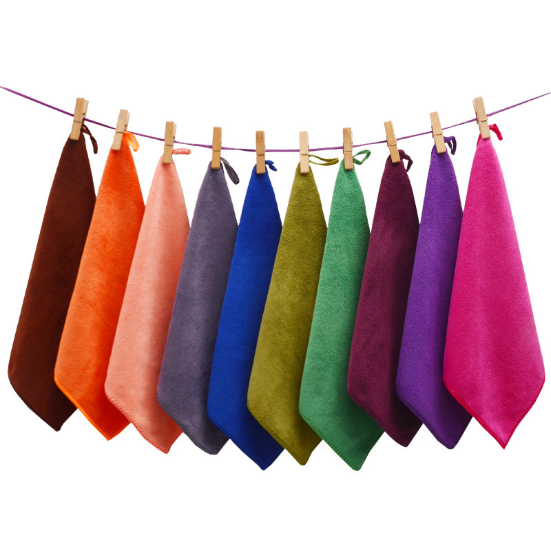 Microfiber square towel cloth handkerchief tea towel cleaning supplies wholesale custom log absorbent lint-free
